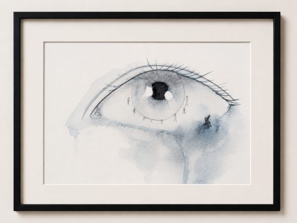 Ich halte den Innenraum heute nicht aus Minimalistische Werkreihe in Aquarell und Bleistift über innere Räume, Überforderung, Einsamkeit und das Gefühl des inneren Stillstands.