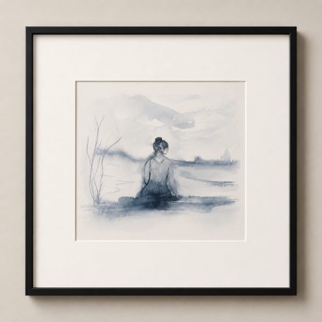 Spuren von Nähe III Stille Szene in Aquarell und Bleistiftarbeit